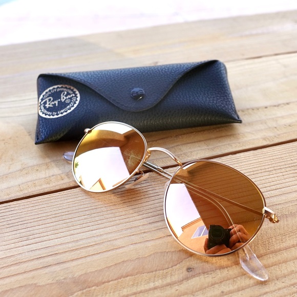 Ray Ban Round Gold Copper Mirror RB3447 - Picture 3 of 8